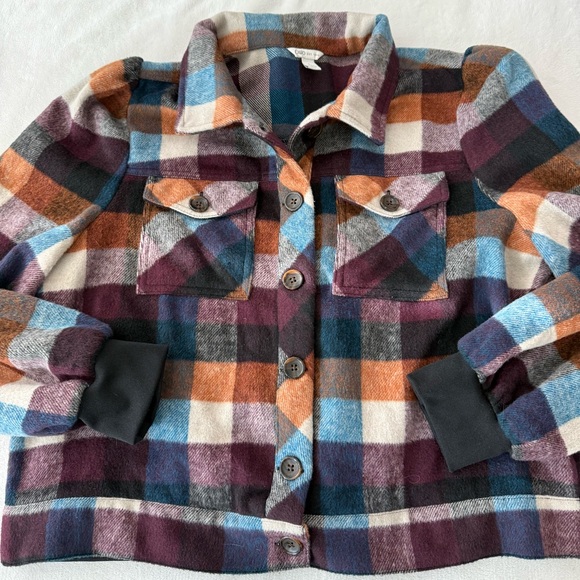 Cato Jackets & Blazers - Cato Maroon/Brown/Blue Plaid Flannel Jacket Country Style W/Pockets Sz L E41